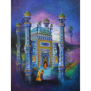 S. A. Noory, Tomb of Sachal Sarmast, 24 x 18 Inch, Acrylic on Canvas, Figurative Painting, AC-SAN-099